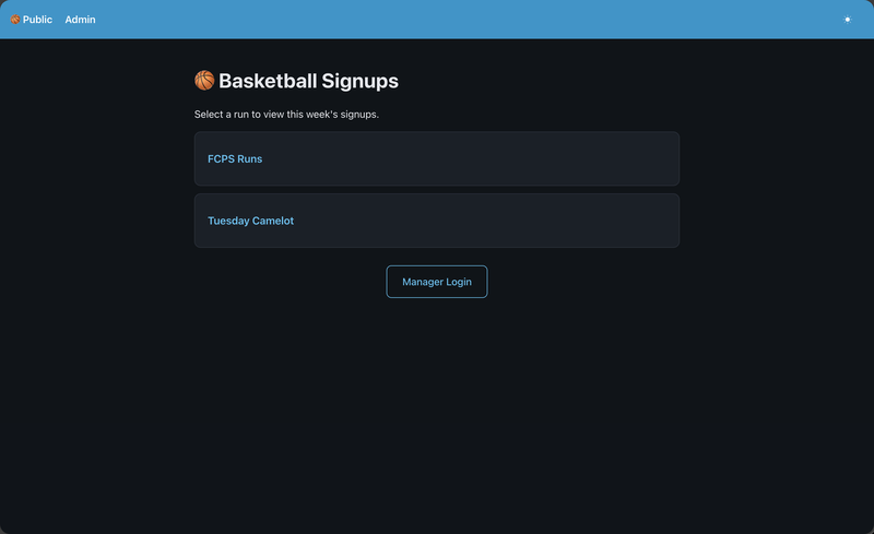 Hoop Session Manager home page